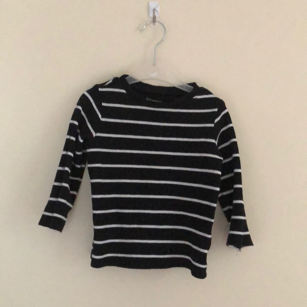 First impressions black&white striped shirt 18m